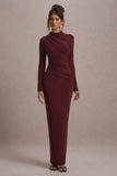 Hespera Port High Neck Long Sleeve Gathered Maxi Dress