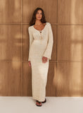 Beige Knitted Maxi Skirt