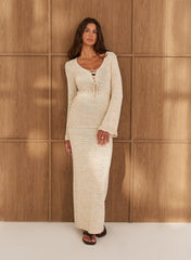 Beige Knitted Maxi Skirt