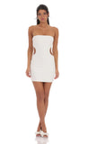 Pearl Cutout Strapless Dress in White