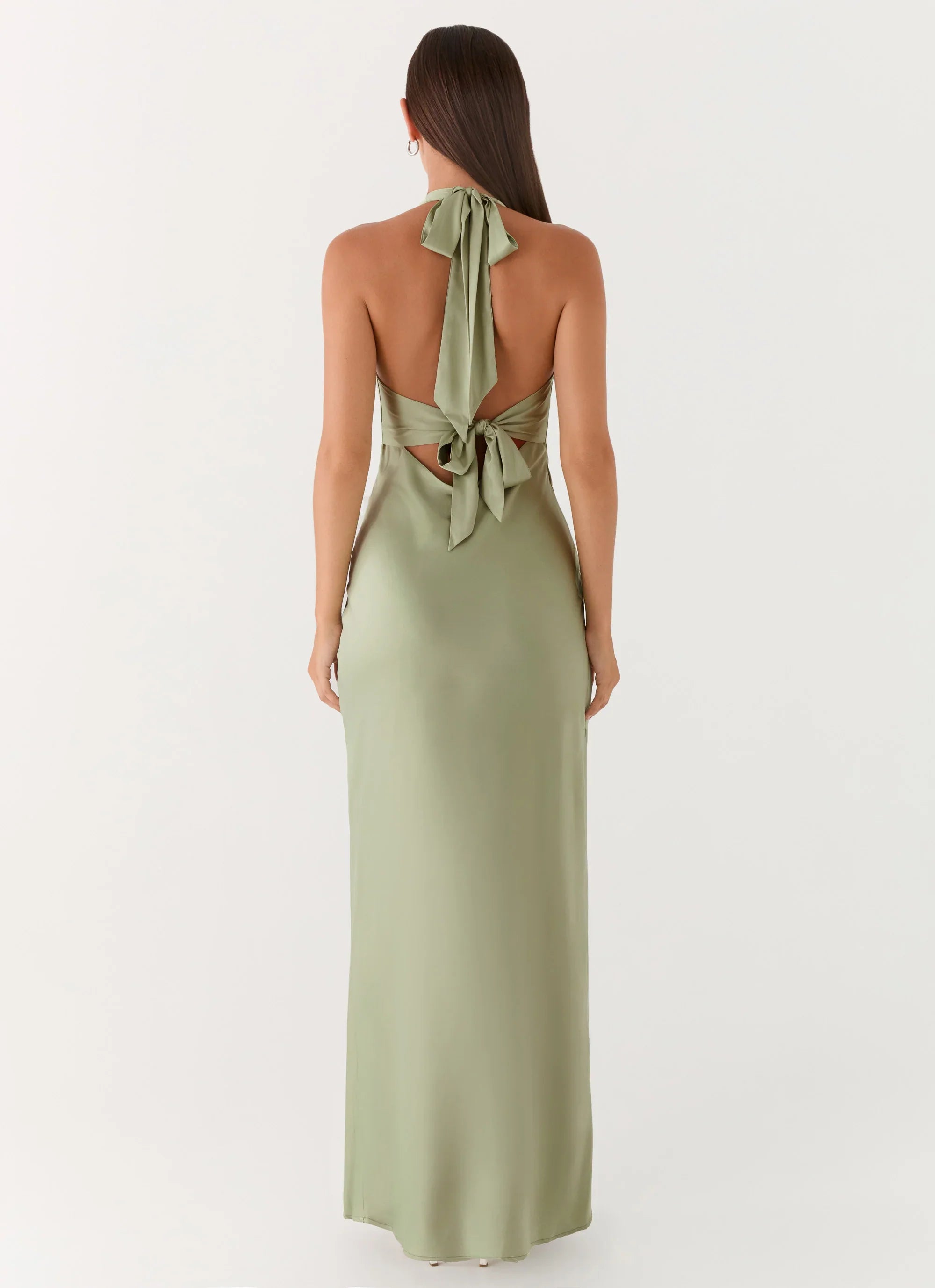 Heavy Hearted Satin Maxi Dress Sage
