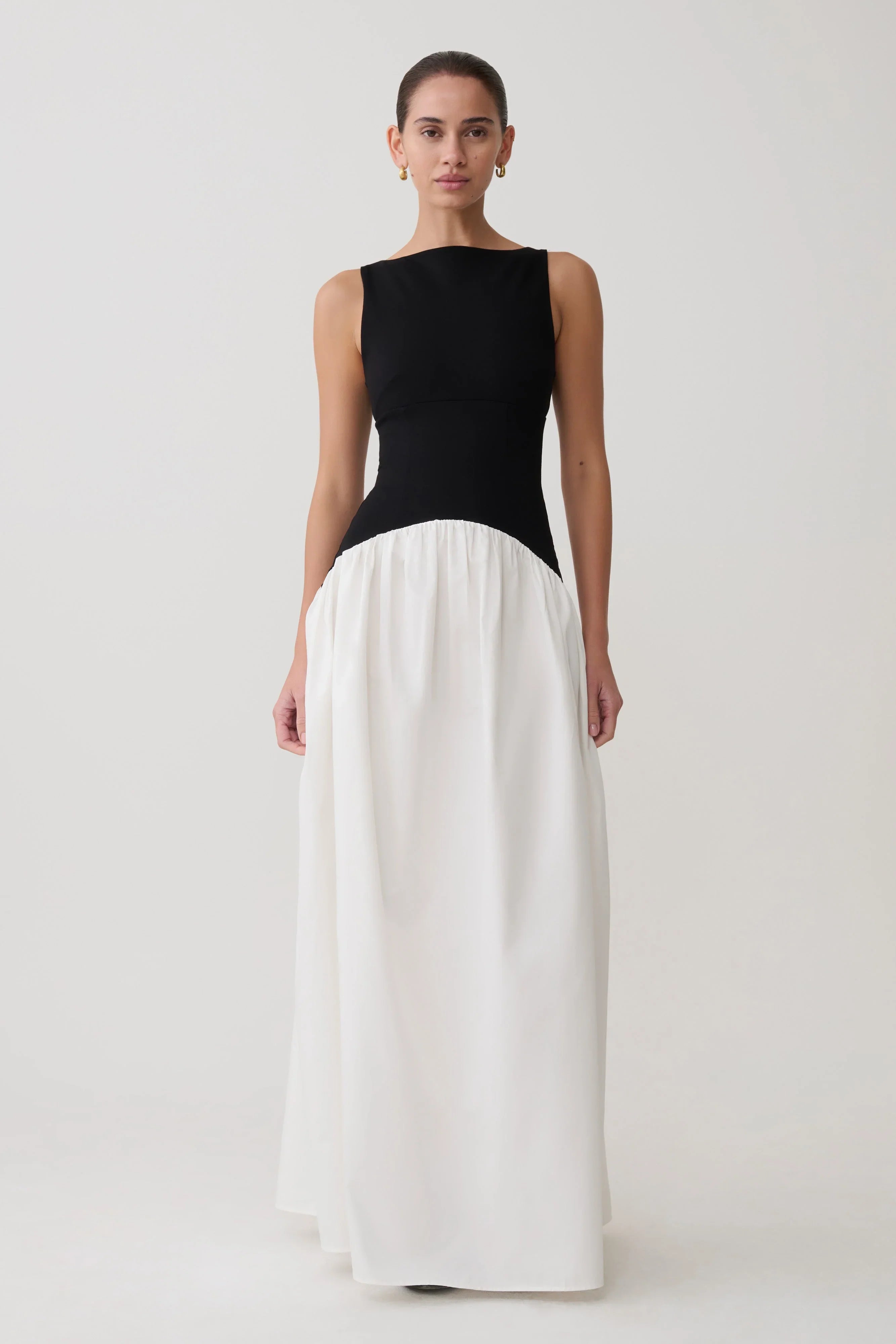 Acacia Contrast Sleeveless Maxi Dress Black White