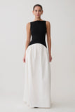 Acacia Contrast Sleeveless Maxi Dress Black White