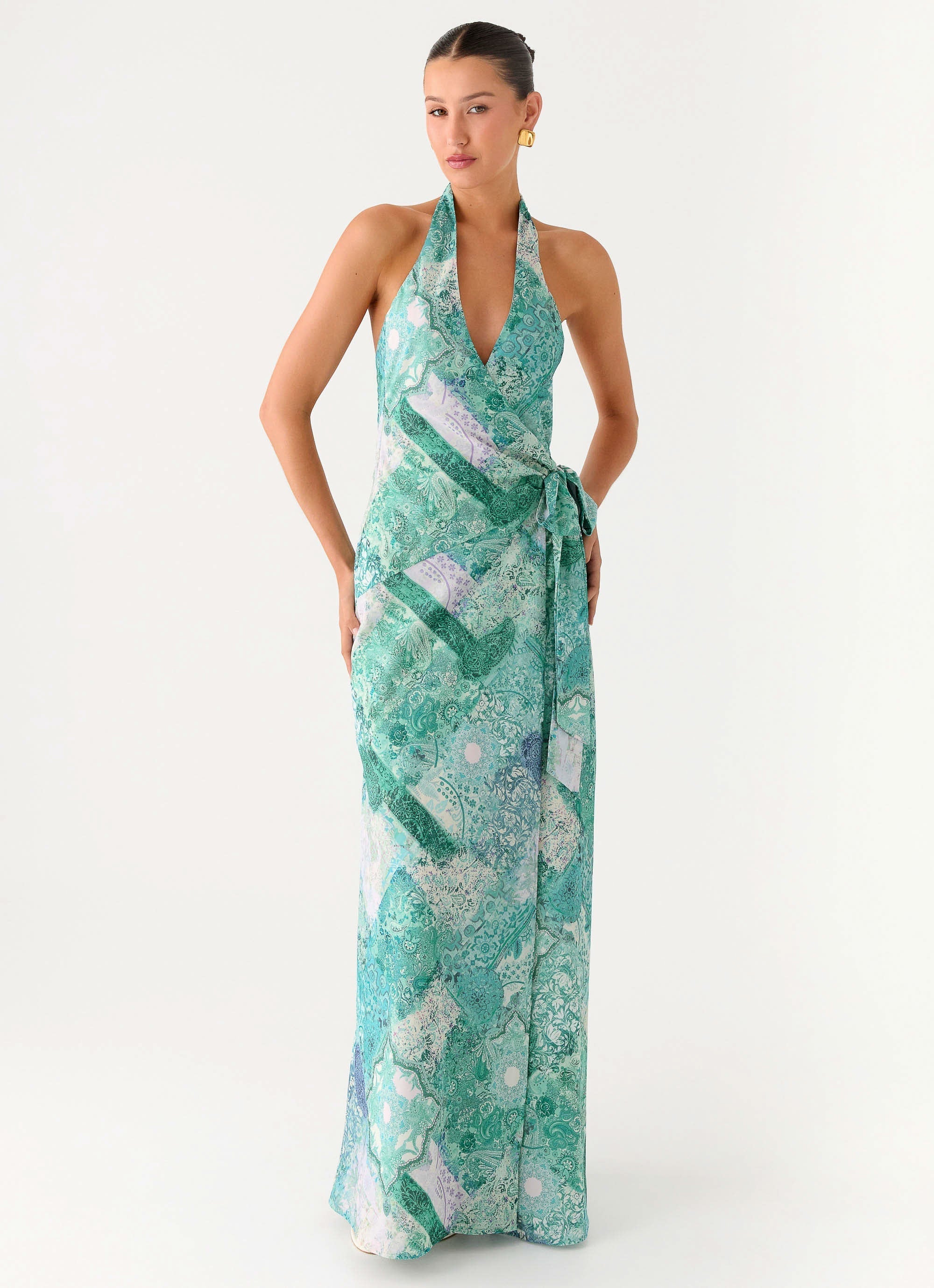 So Chic Maxi Dress Green Paisley