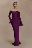 Sandrine Off Shoulder Knit Maxi Dress Plum