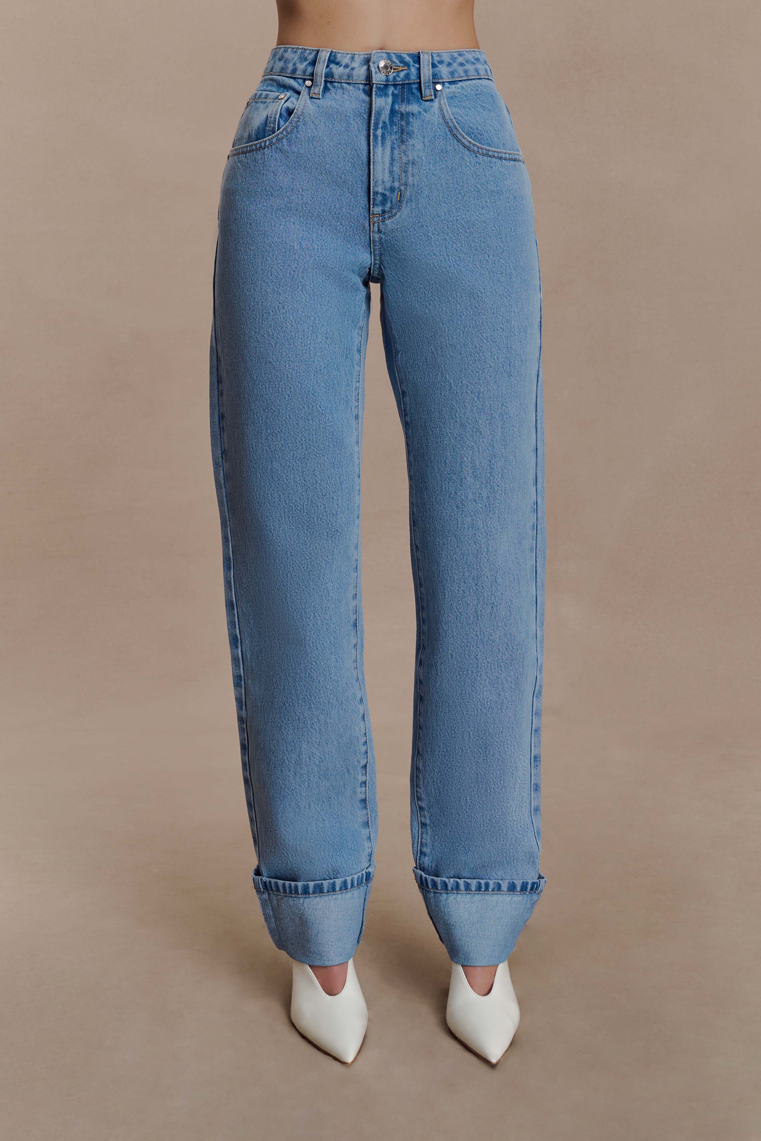Kirralee Straight Leg Cuffed Jeans Classic Blue
