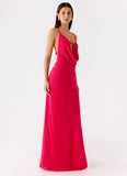 Tropic Muse Beaded Cowl Maxi Dress Fuchsia