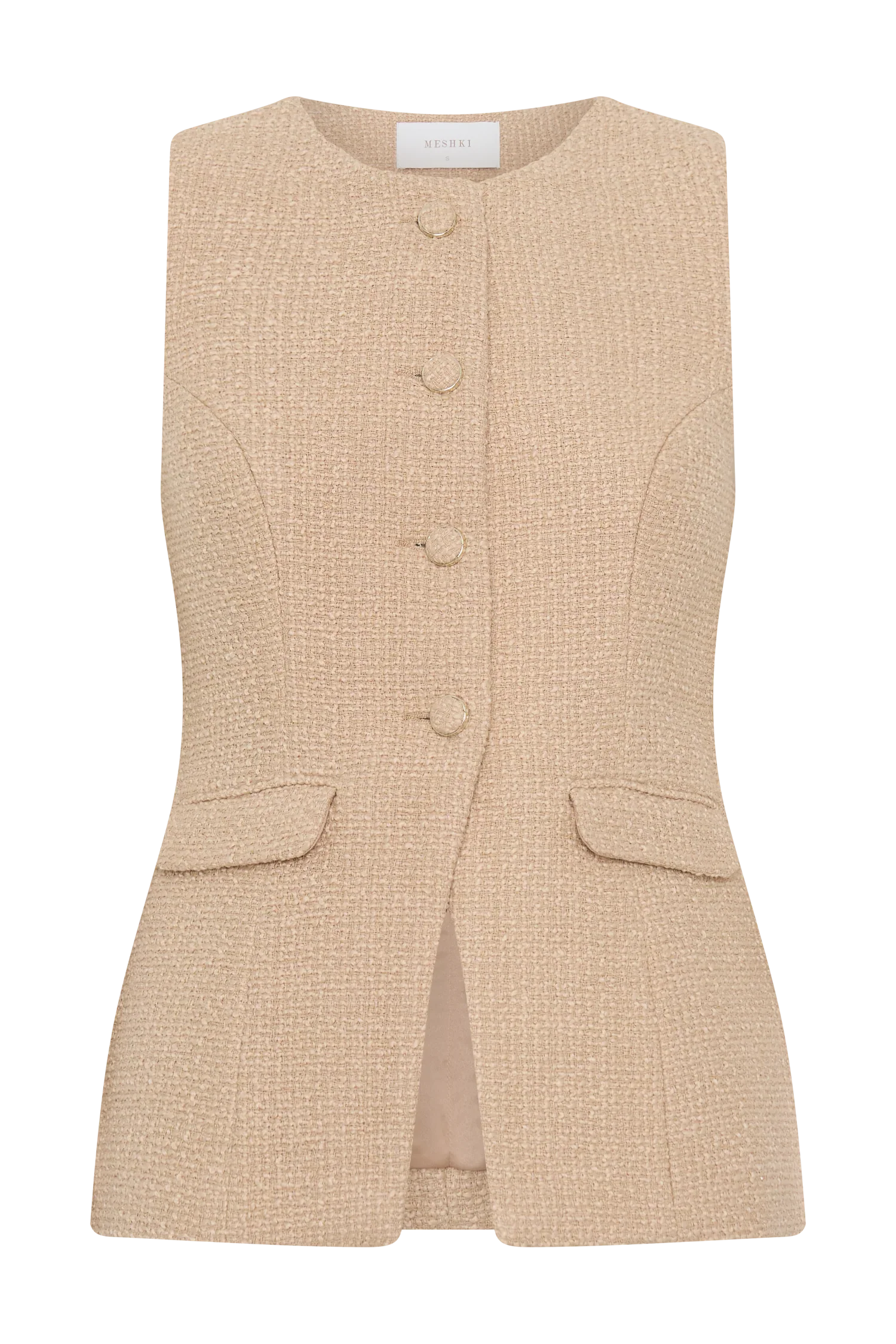 Camilla Boucle Sleeveless Vest Light Taupe