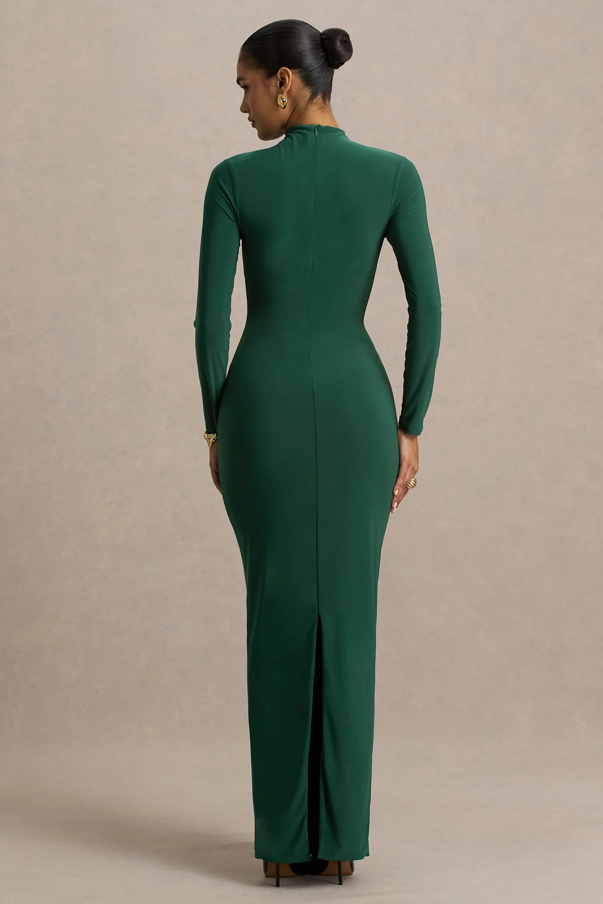 Zadie Teal High Neck Maxi Dress With Gathered Detail