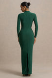 Zadie Teal High Neck Maxi Dress With Gathered Detail
