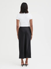 Black Satin Midaxi Skirt