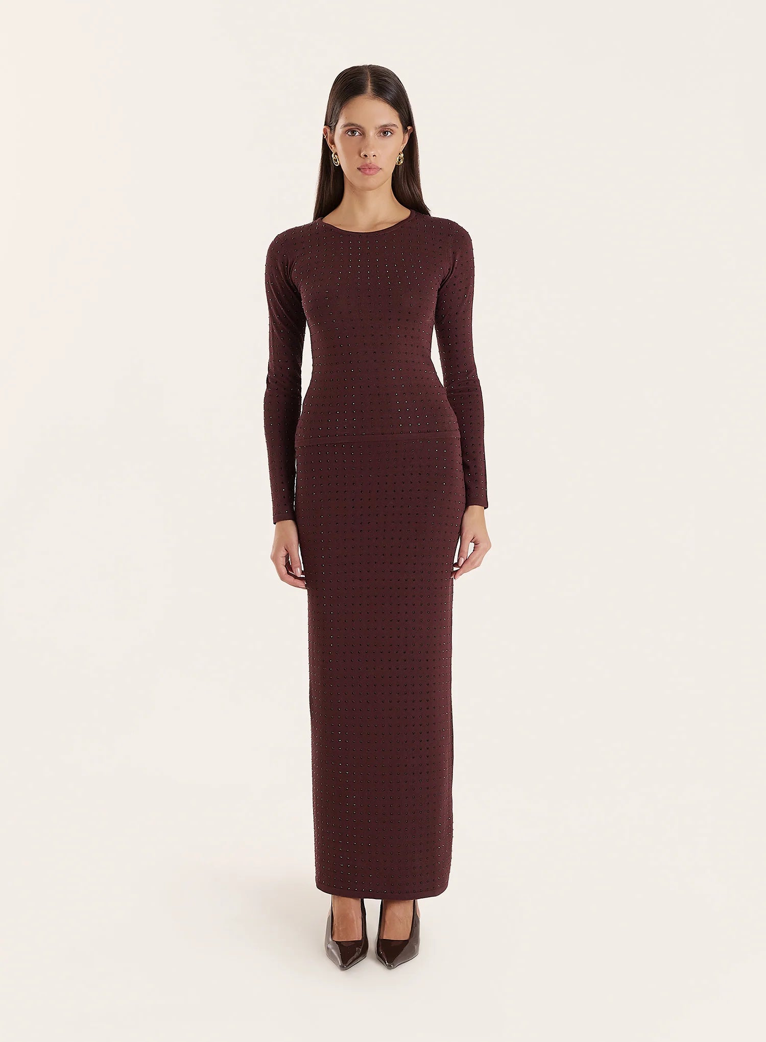 Chocolate Embellished Knitted Long Sleeve Top