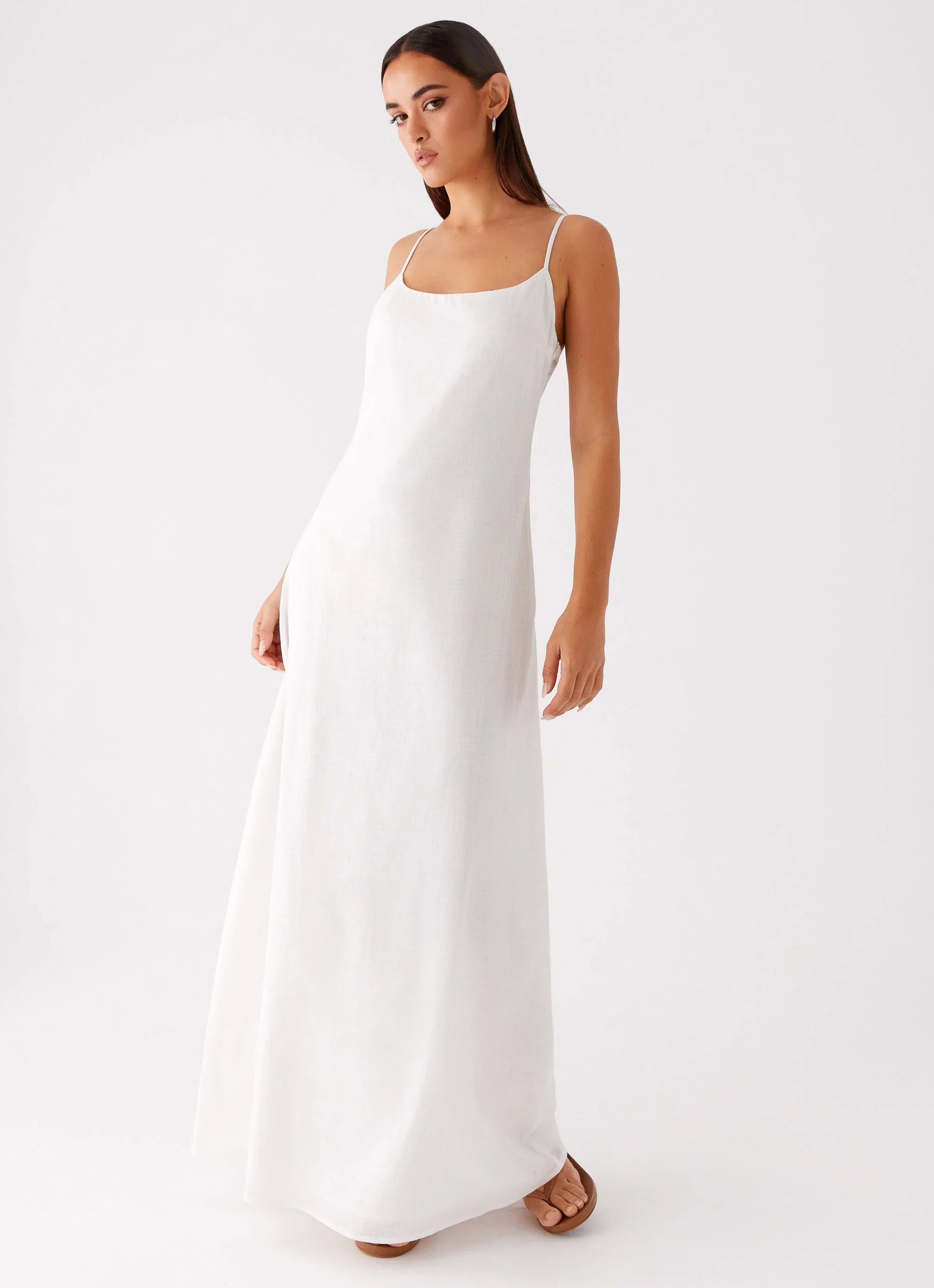 Madeleine Scoop Neck Maxi Dress Off White