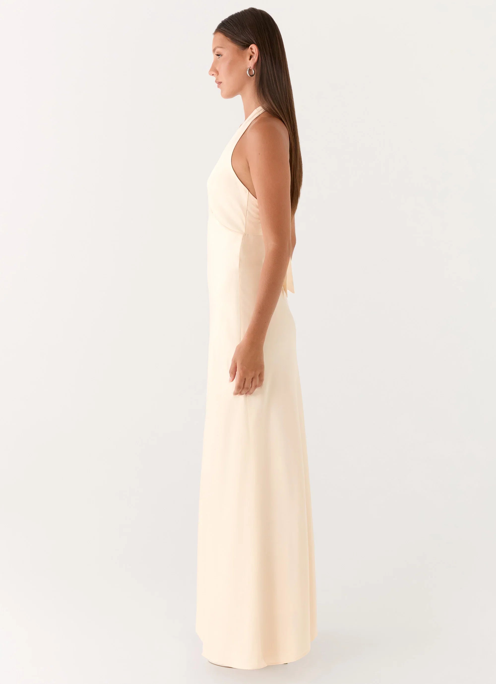 Heavy Hearted Satin Maxi Dress Pearl