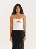 White Cut Out Gold Hardware Bandeau Top