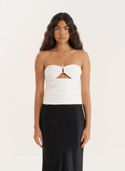 White Cut Out Gold Hardware Bandeau Top