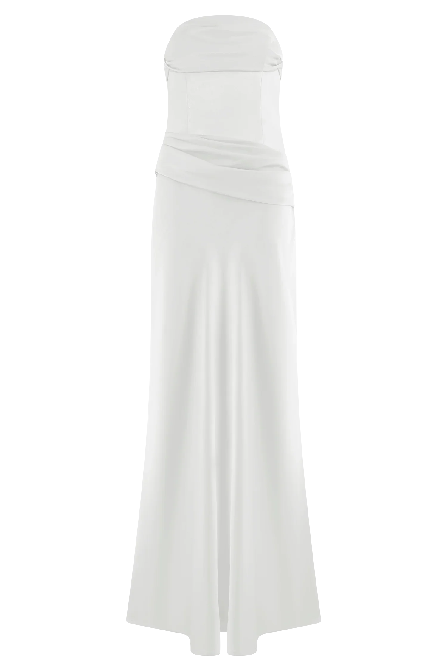 Jasmine Strapless Satin Maxi Dress White