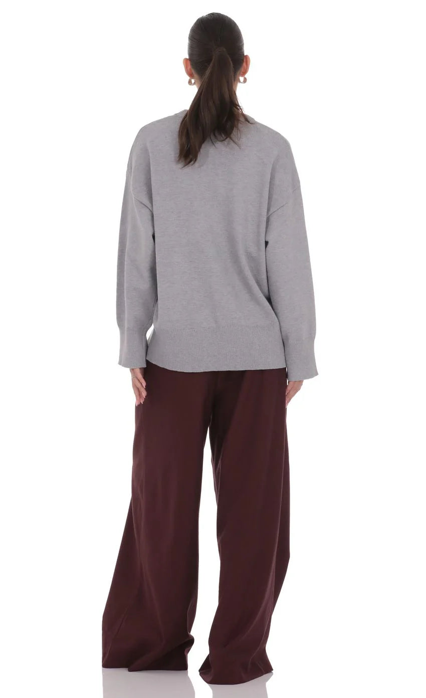 Oversized Knit Jumper in Gray