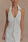 Ruth Cotton Halter Mini Dress Ivory