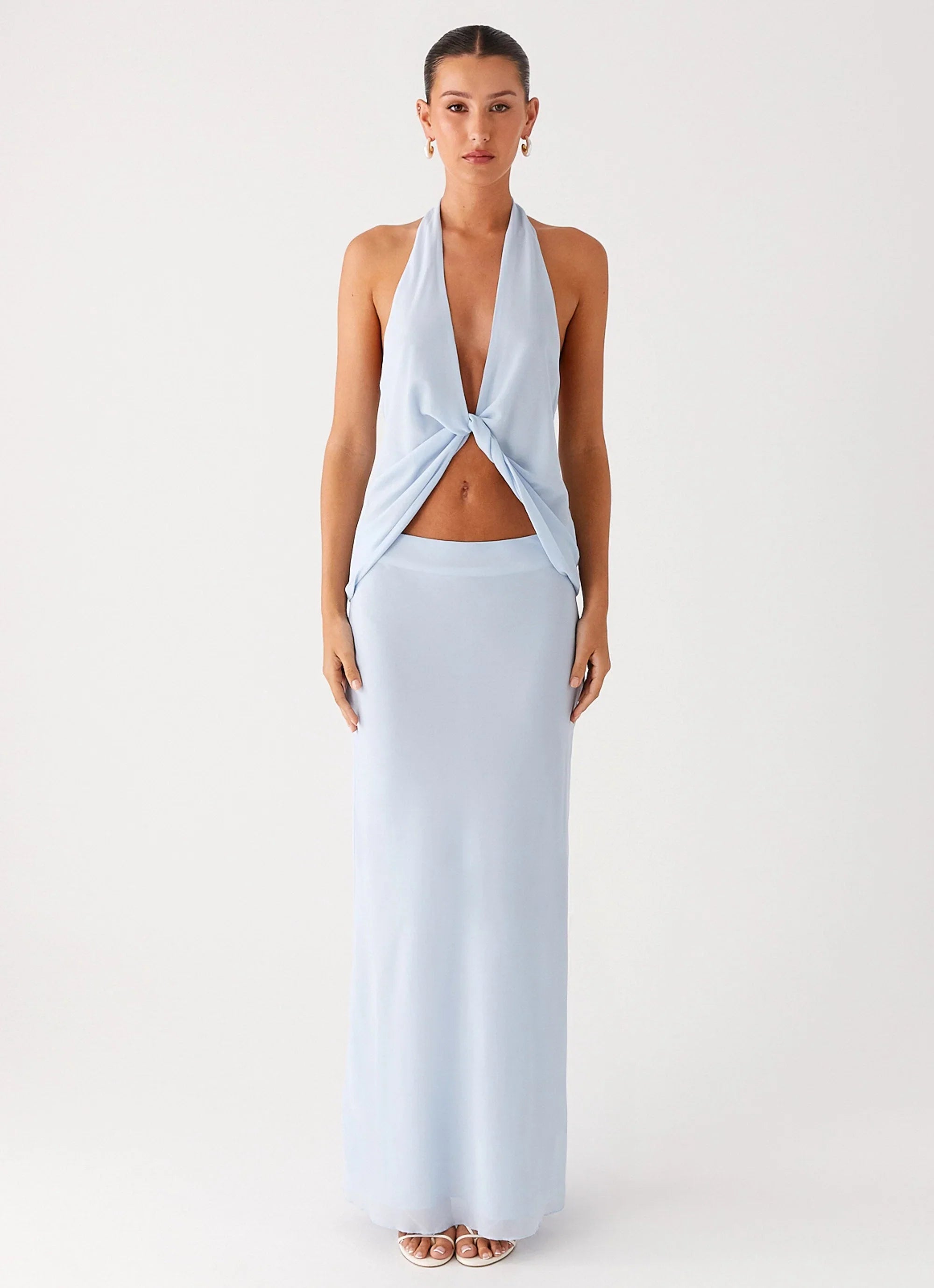Michaella Chiffon Twist Top Blue