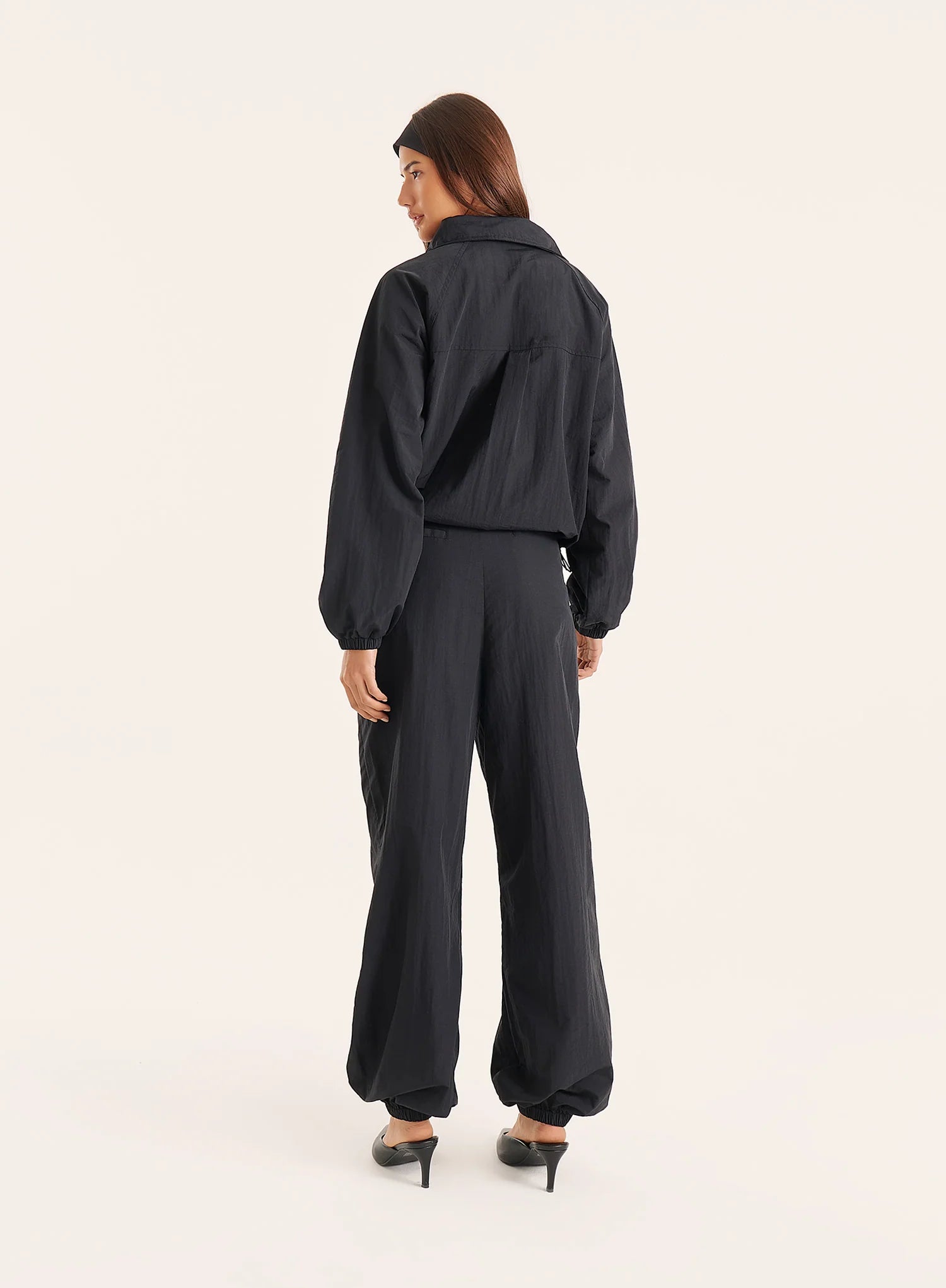 Black Balloon Leg Parachute Joggers
