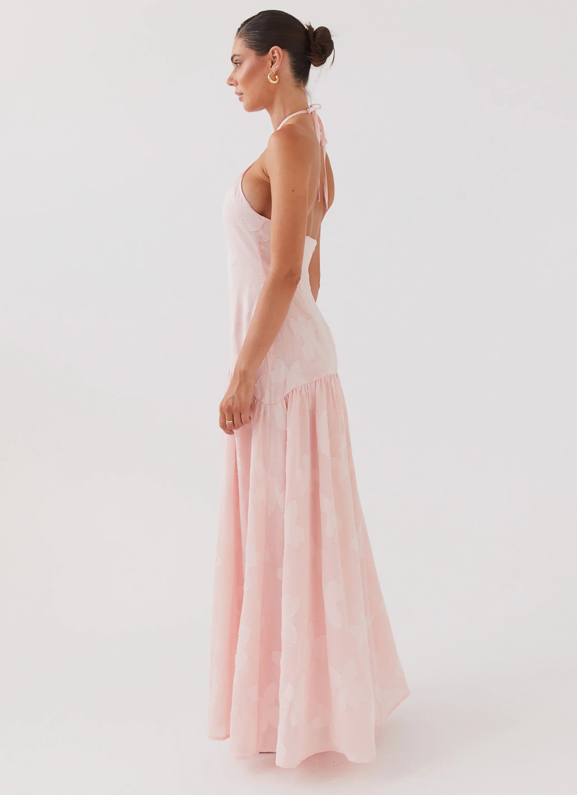 Blushed Cross Neckline Maxi Dress Pink Petal