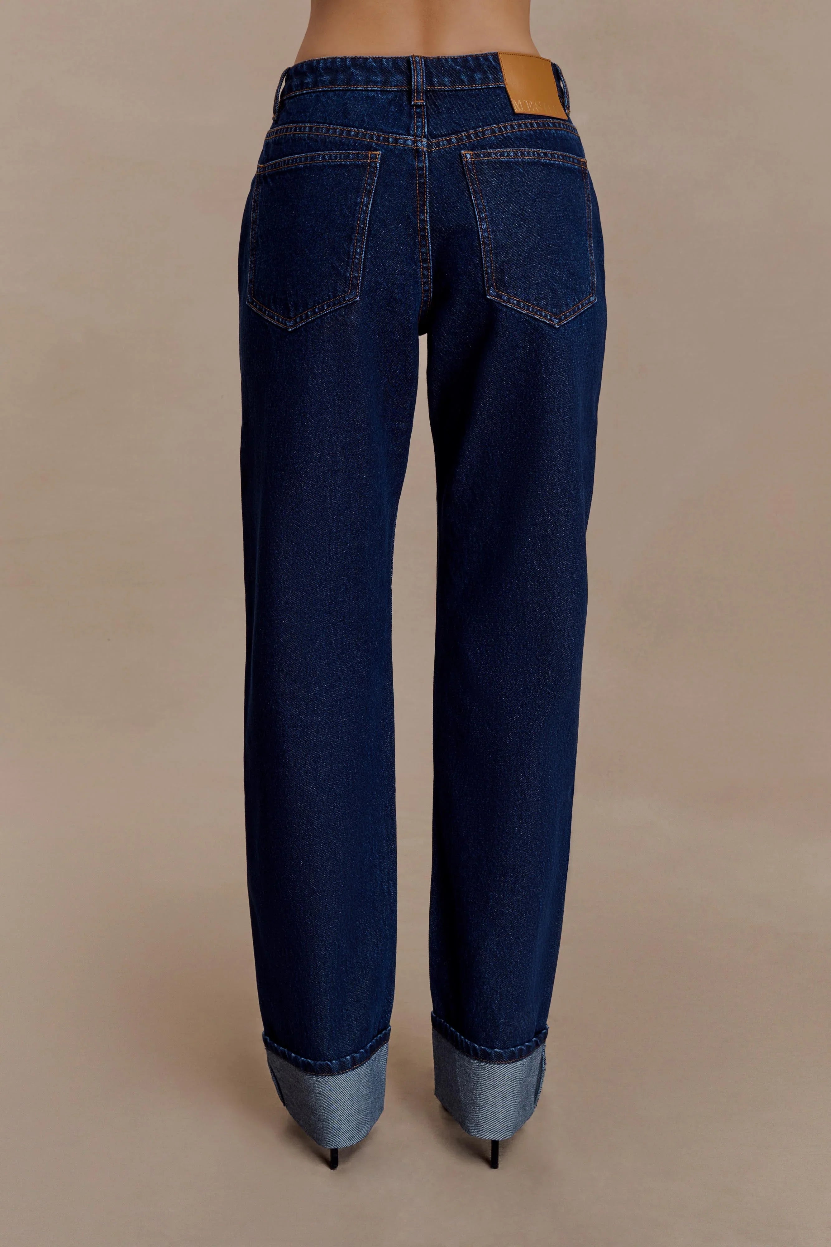 Kirralee Straight Leg Cuffed Jeans Indigo Blue