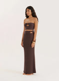 Brown Knitted Bead Detail Bandeau Top