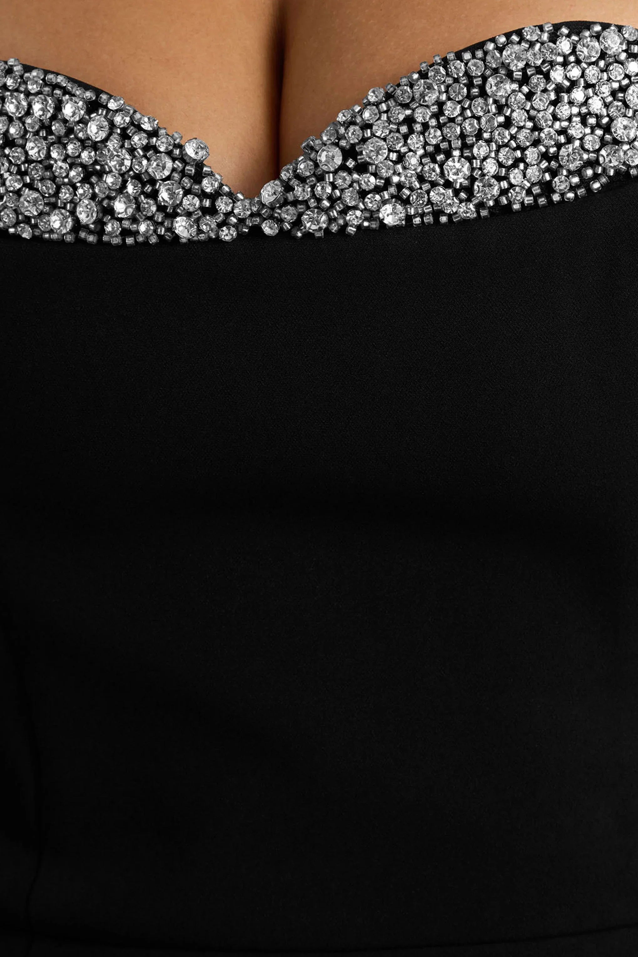 Martha Black Embellished Sweetheart Neck Mini Dress