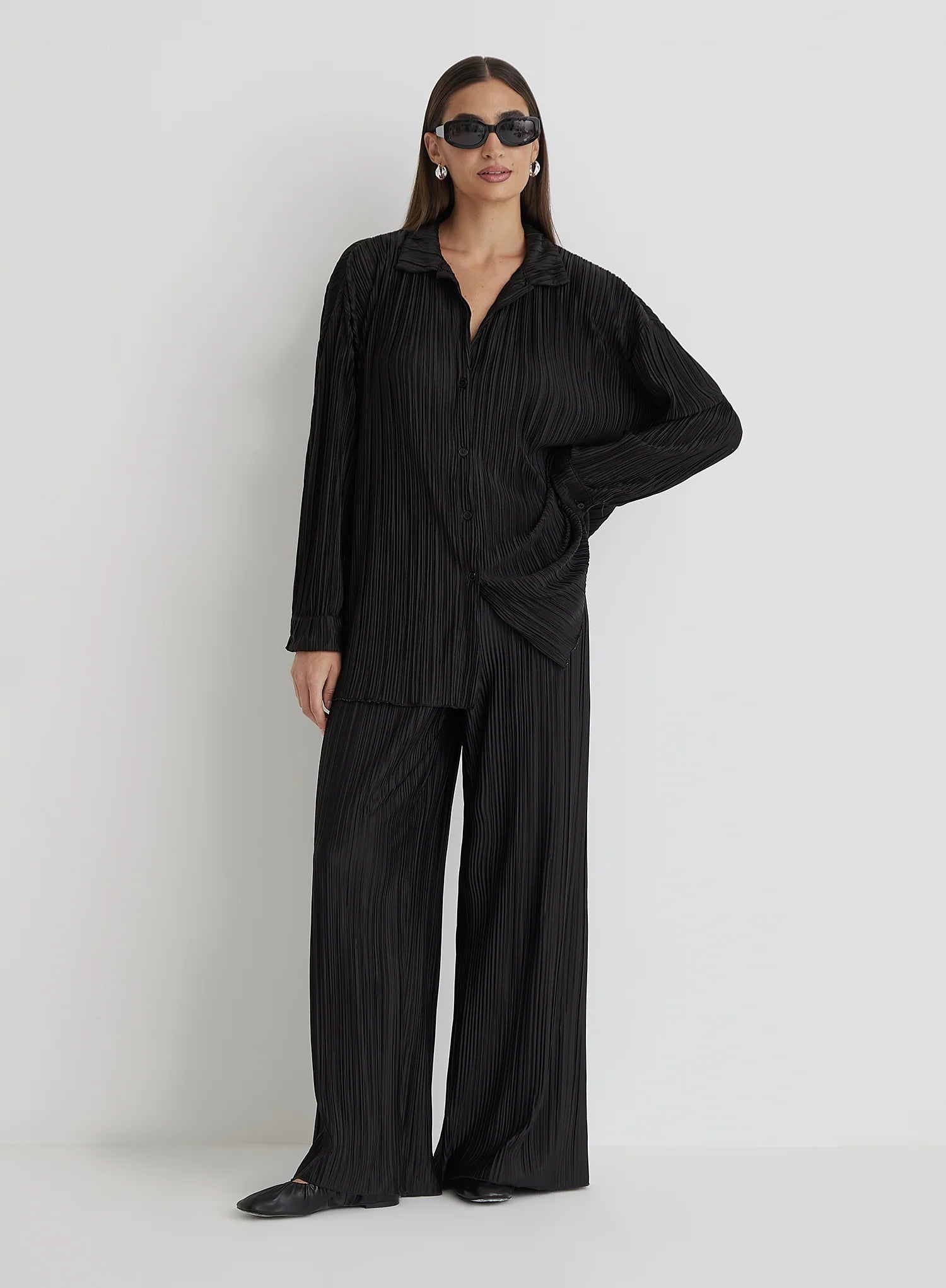 Black Plisse Trousers