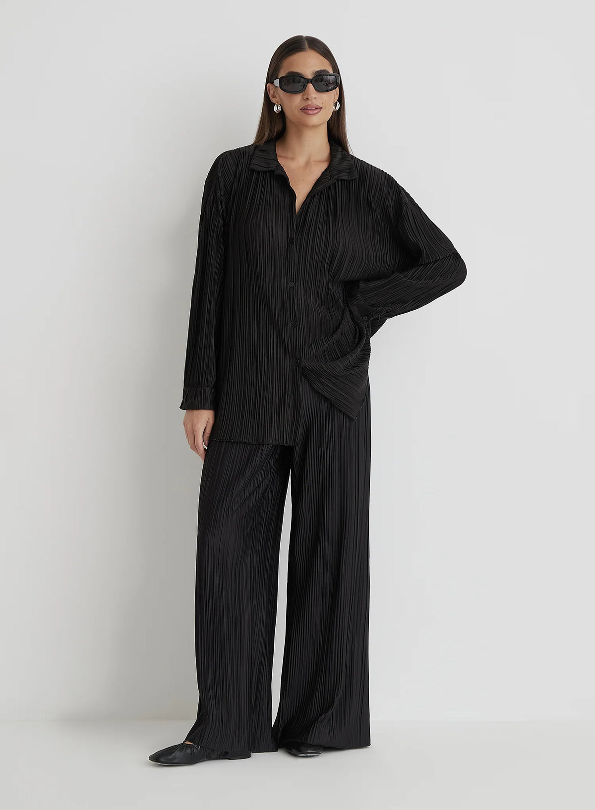 Black Plisse Trousers