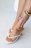 Selena Ivory Pearl Detail Thong Heels