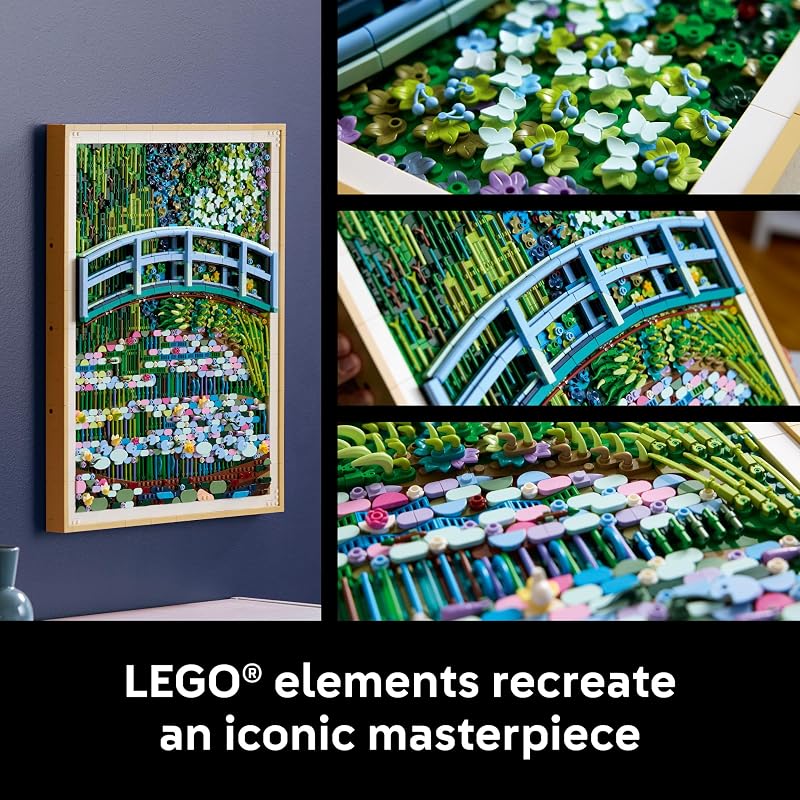 LEGO Art Claude Monet Bridge Over a Pond of Water Lilies Building Sets for Adults Ages 18 Wall Decor for Living Room or Home Office Gift for Women Men 31220