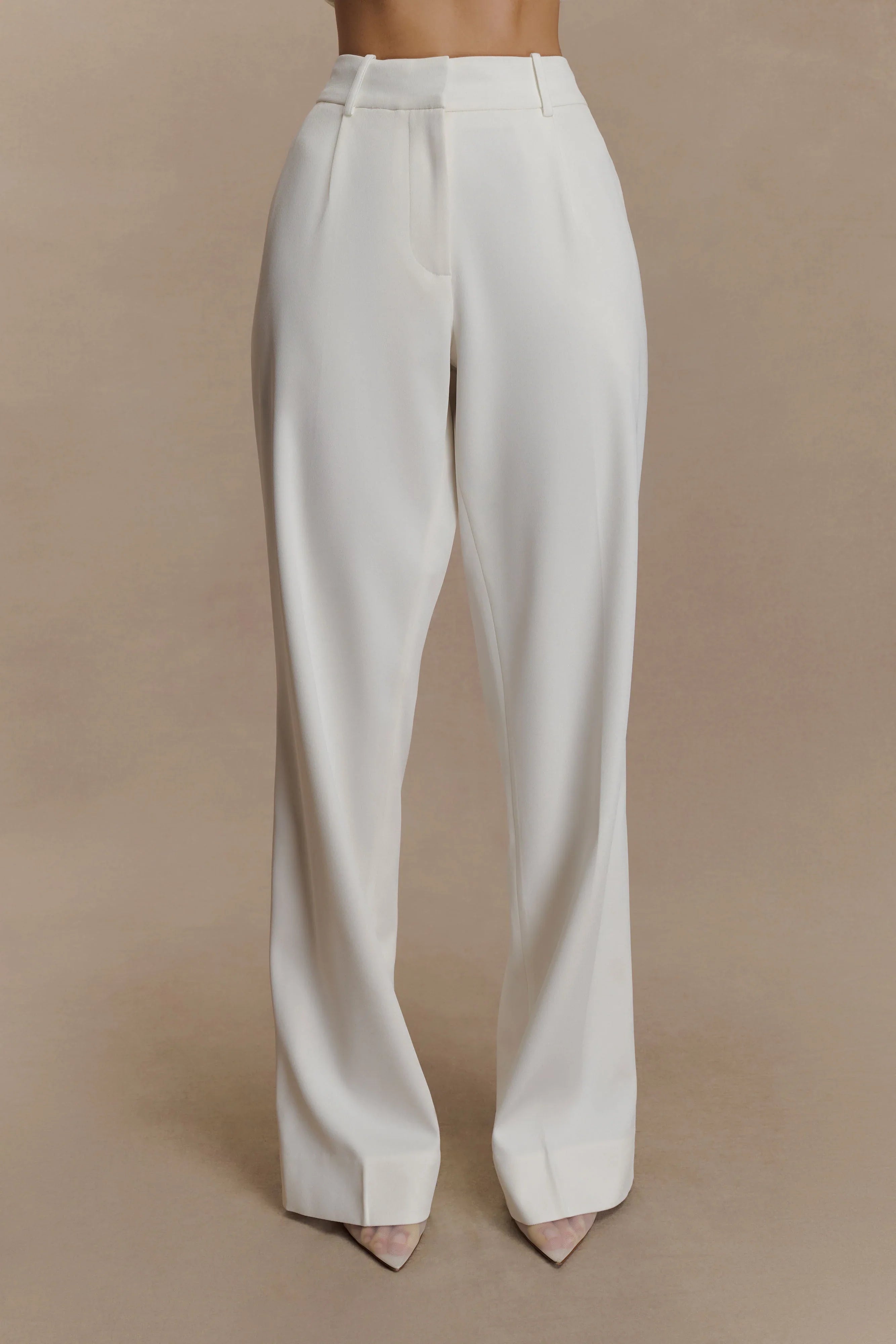Fatima Satin Straight Leg Pant White
