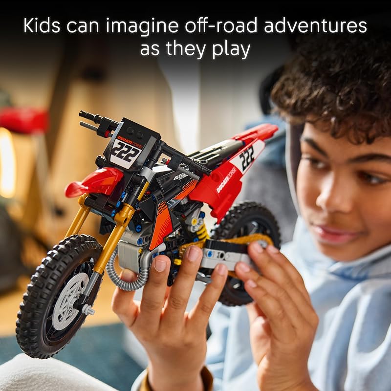 LEGO Technic Ducati Desmo450 MX Factory Motorcycle 42238 Building Toys for Boys Girls Ages 10 Dirt Bike Toy for Display W Stand Bedroom or Desk Decor 457 pieces Gift Idea