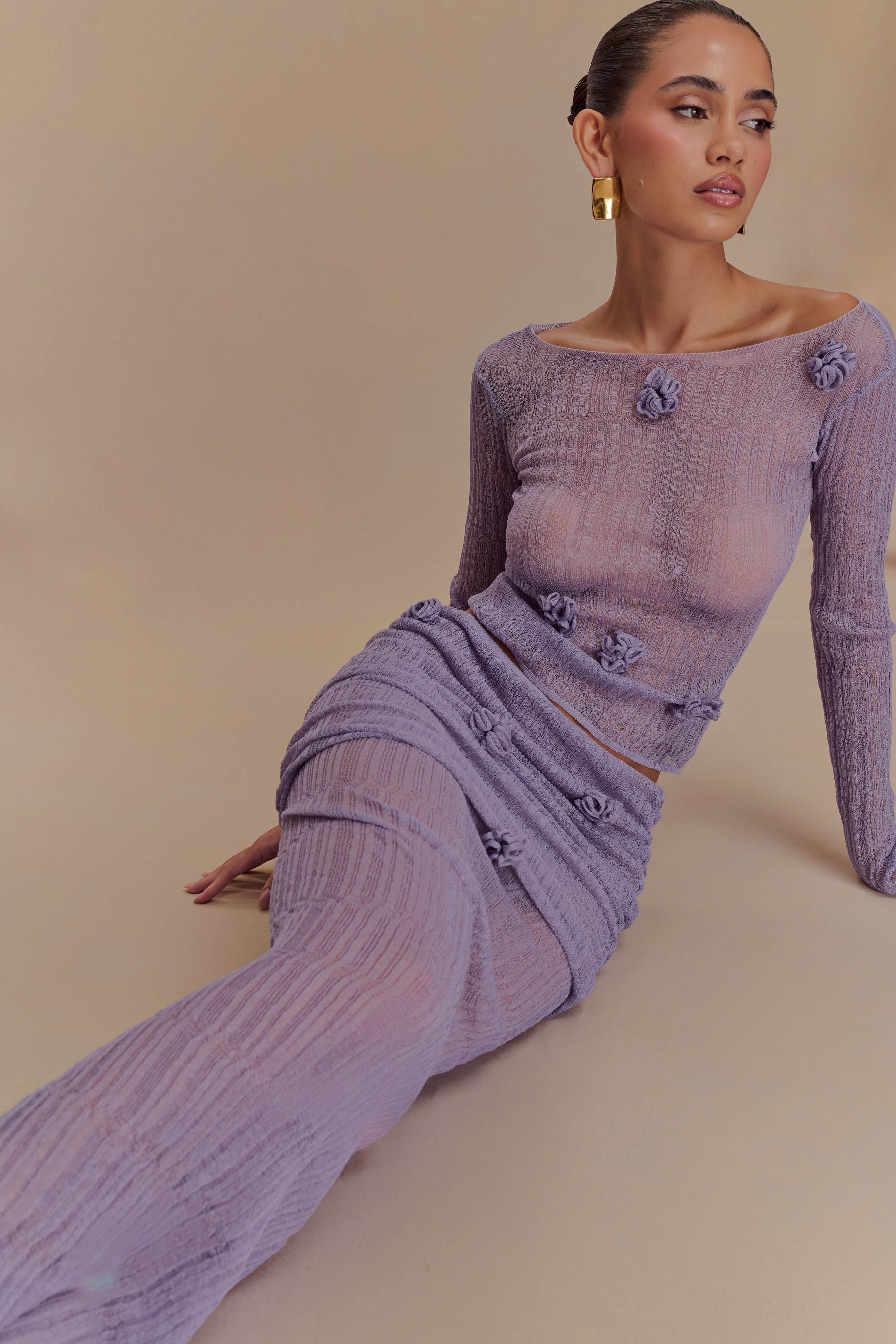 Orianna Orchid Knit Maxi Skirt Orchid