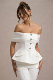 Shai White Tailored Bardot Top