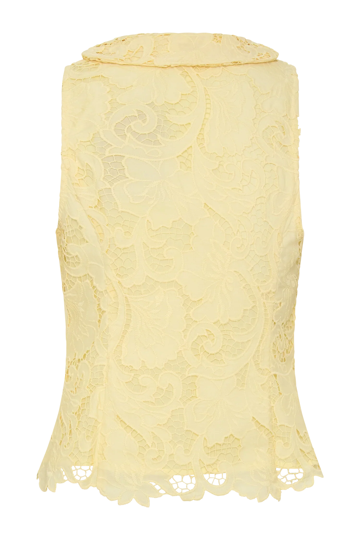 Tessa Broderie Tie Front Sleeveless Top Lemon