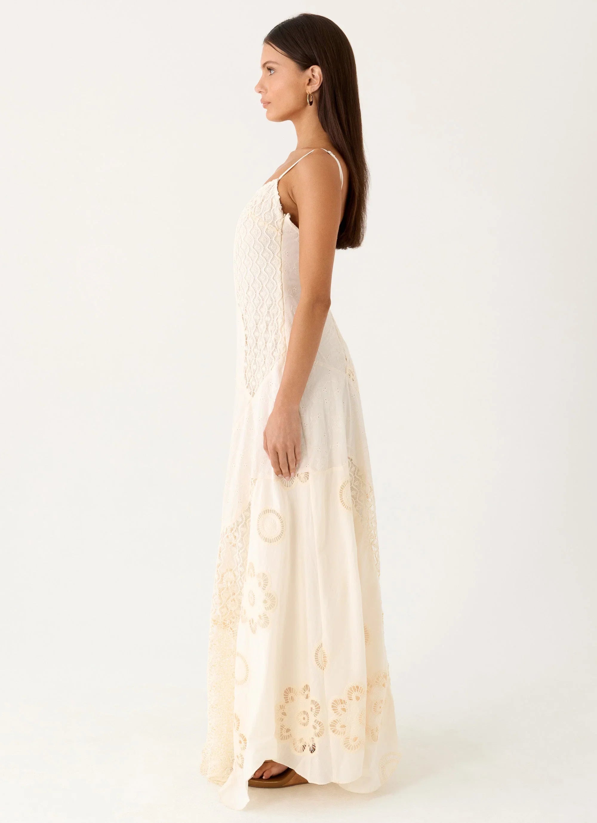 Fabienne Spliced Cotton Maxi Dress Ivory