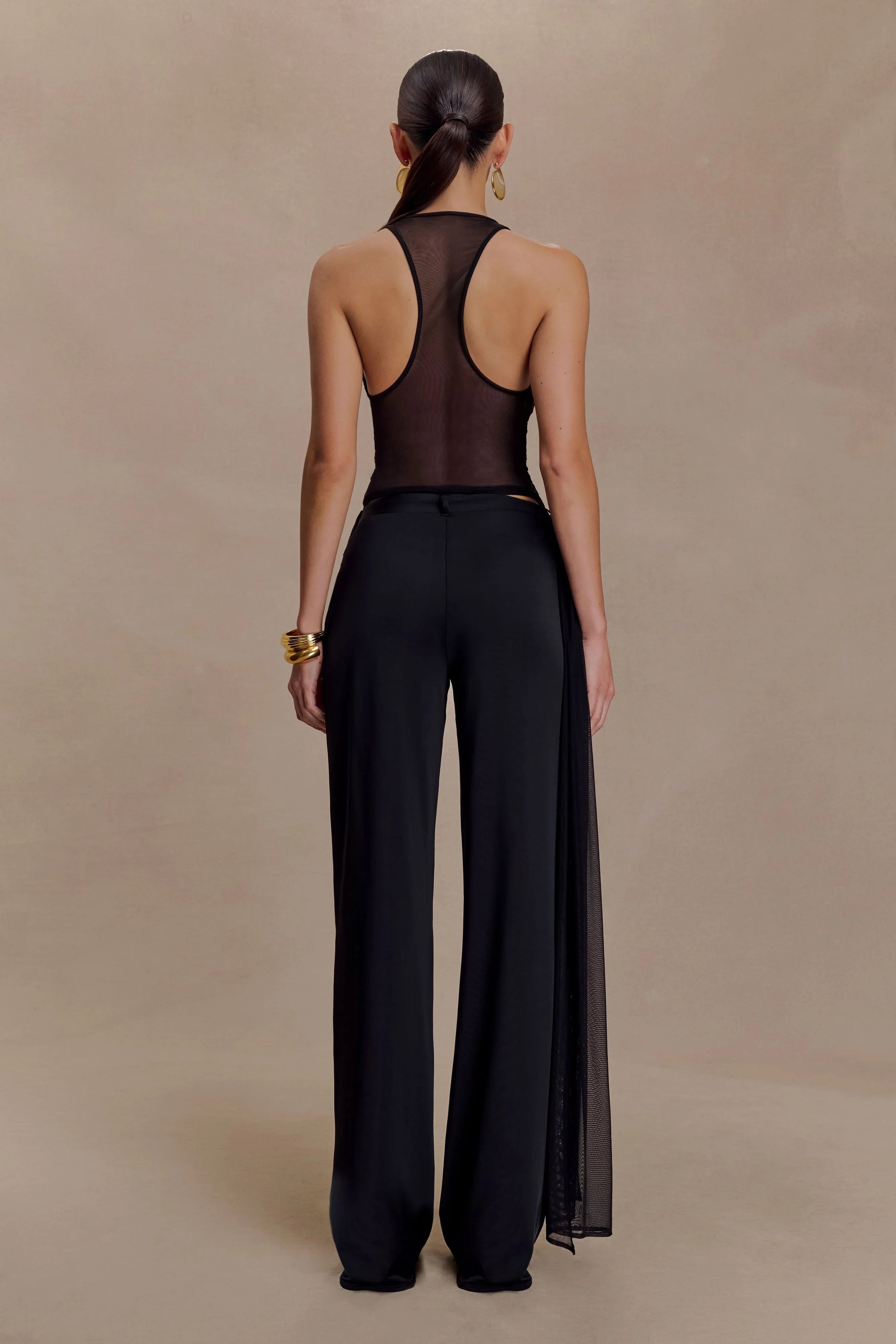 Aspyn Slinky Gathered Wide Leg Pants Black