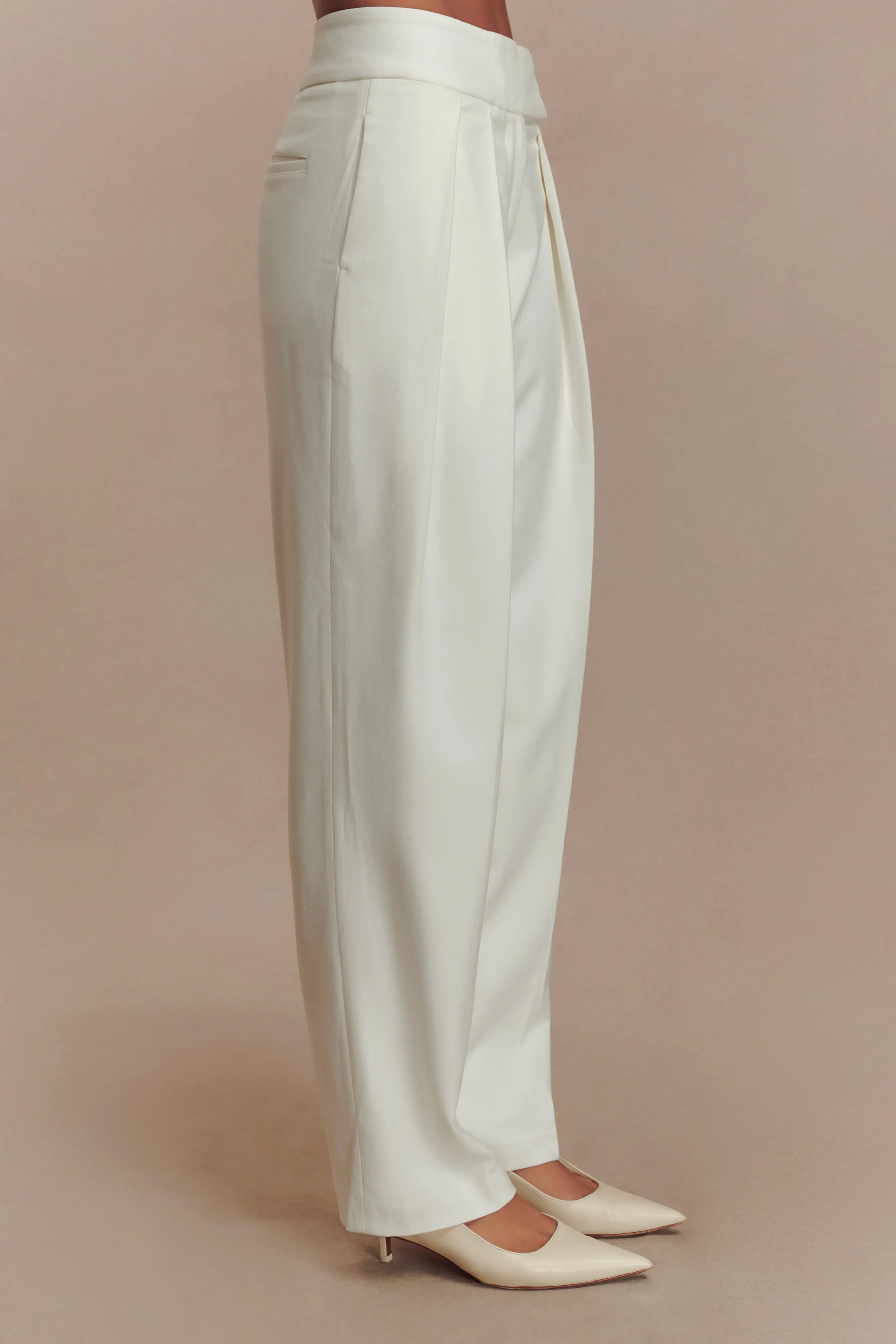 Penelope Pleated High Waisted Pants Ivory