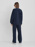 Navy Distressed Soho Slogan Classic Longline Sweatshirt