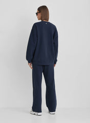 Navy Distressed Soho Slogan Classic Longline Sweatshirt