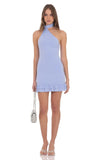 Scarf Halter Ruffle Dress in Periwinkle Blue