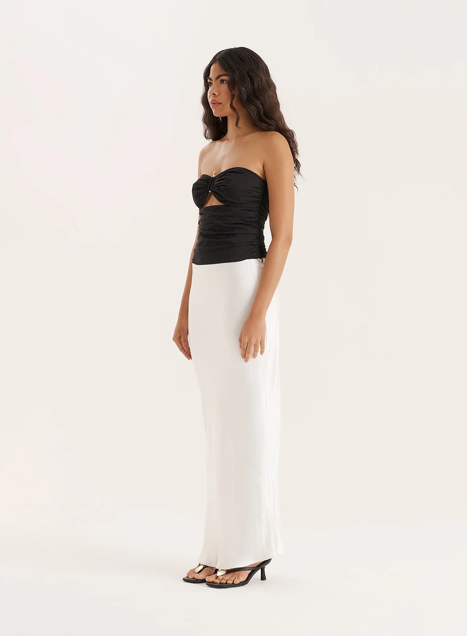 Black Cut Out Gold Hardware Bandeau Top