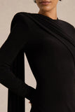 Zora Black Crew Neck Mini Dress With Knot And Sash Detail