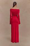 Therese Off Shoulder Ruched Maxi Dress Red