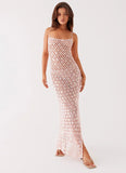 Calabria Crochet Maxi Dress Pink