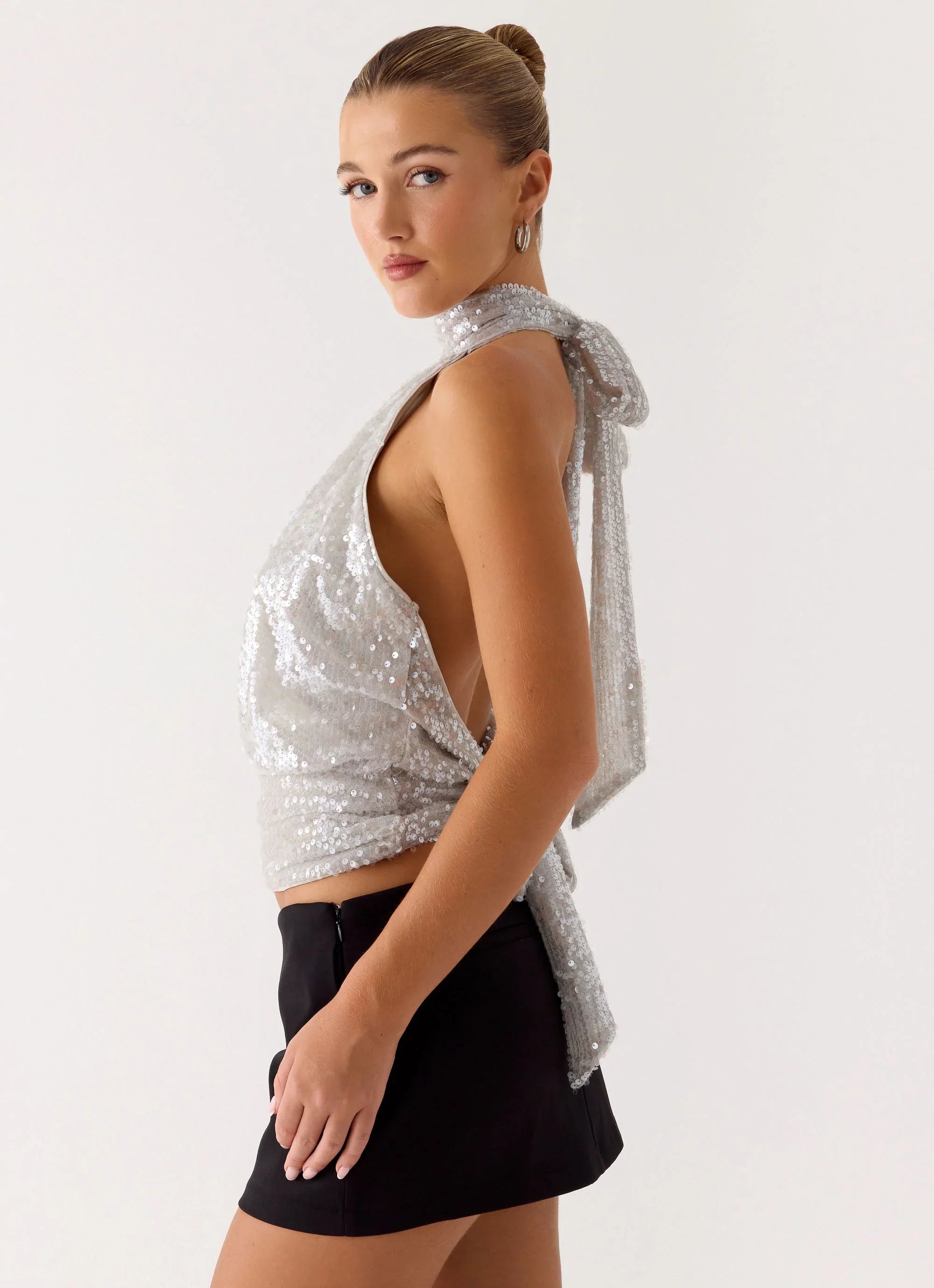 Willow Sequin Top Silver