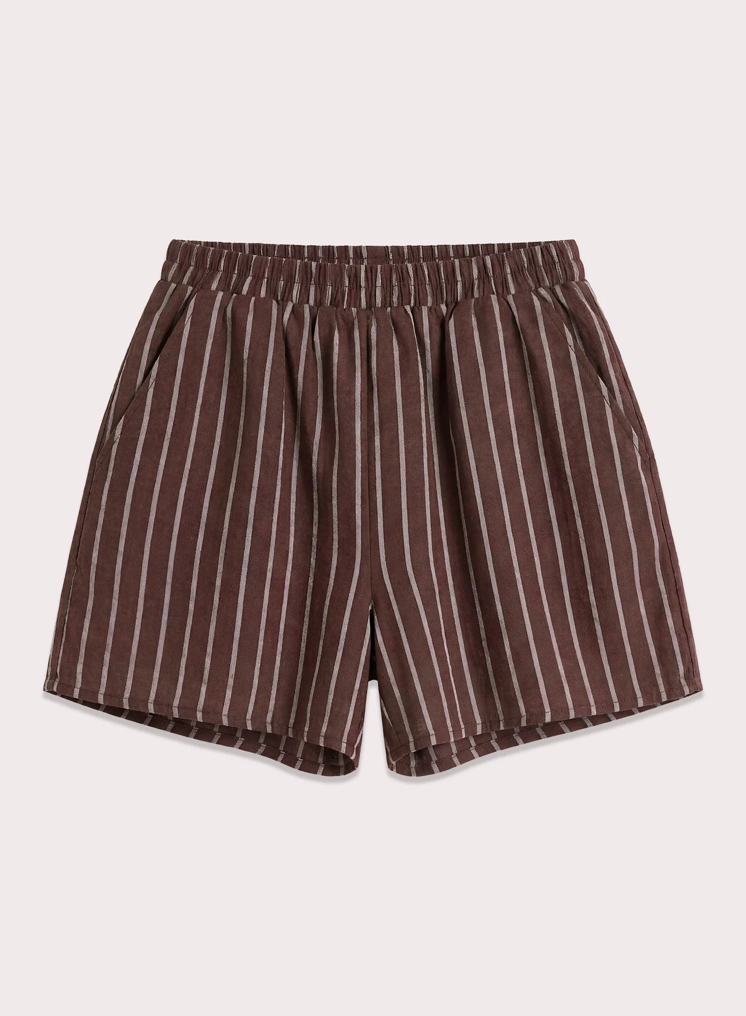 Chocolate Stripe Elasticated Waist Cotton Shorts